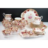 Royal Albert Lady Hamilton tea service consisting of 12 tea cups, 11 saucers, two creamer jugs, salt