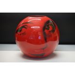 Catherine Gray for Habitat Memento pottery vase. The vase of orb shape with printed face to the