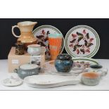 Mixed glass & ceramics to include Shelley, Daum of France, Royal Doulton & Denby examples, featuring