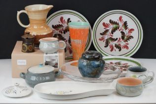 Mixed glass & ceramics to include Shelley, Daum of France, Royal Doulton & Denby examples, featuring