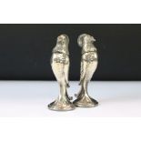 Pair of Silver Plated Salt and Pepper Cruets in the form of Exotic Birds, with screw off heads, 11cm