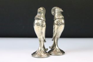 Pair of Silver Plated Salt and Pepper Cruets in the form of Exotic Birds, with screw off heads, 11cm