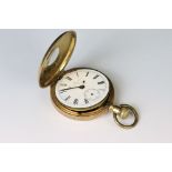 A early 20th century 14k gold plated half hunter pocket watch.