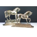 Two 19th century brass horse fireside ornaments / doorstops (tallest approx 26.5cm)