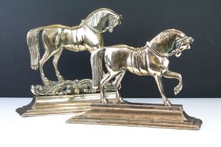 Two 19th century brass horse fireside ornaments / doorstops (tallest approx 26.5cm)