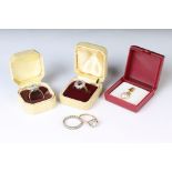 Group of jewellery to include a hallmarked 9ct gold and white stone cluster ring (hallmarked