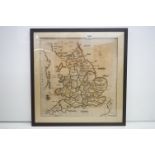 Silkwork sampler, ' A Map of England and Wales ', circa 1780, 53 x 51cm, framed and glazed