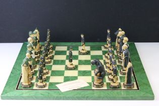 Studio Anne Carlton cast resin Sherlock Holmes chess set including a full set of pieces and board.