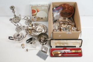 Collection of 20th Century silver plated table ware to include two candelabras's, tureens, table