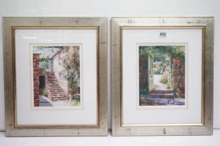 Monica Childs (Cornish Artist), a pair of signed artist proof scenic prints, titled ' Sunny Steps ',