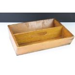 Early 20th century Wooden Twin Compartment Cutlery Tray with pierced carrying handle, 31cm long