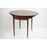 19th century Mahogany Oval Pembroke Table with drawer to one end and faux drawer to the other,