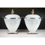 Pair of Wedgwood Millennium Dawning limited edition vases. Each in the form of lidded urns with a