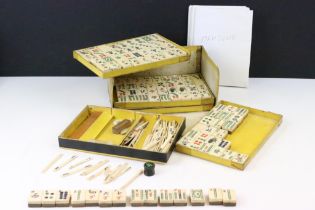 Vintage bone and bamboo mahjong set