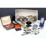 Collection of costume jewellery to include Sekonda watch, Avia watch, stud and cufflinks, carved