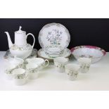 Two boxes of mixed ceramics to include Wedgwood Perugia coffee service, twelve Mintons plates with