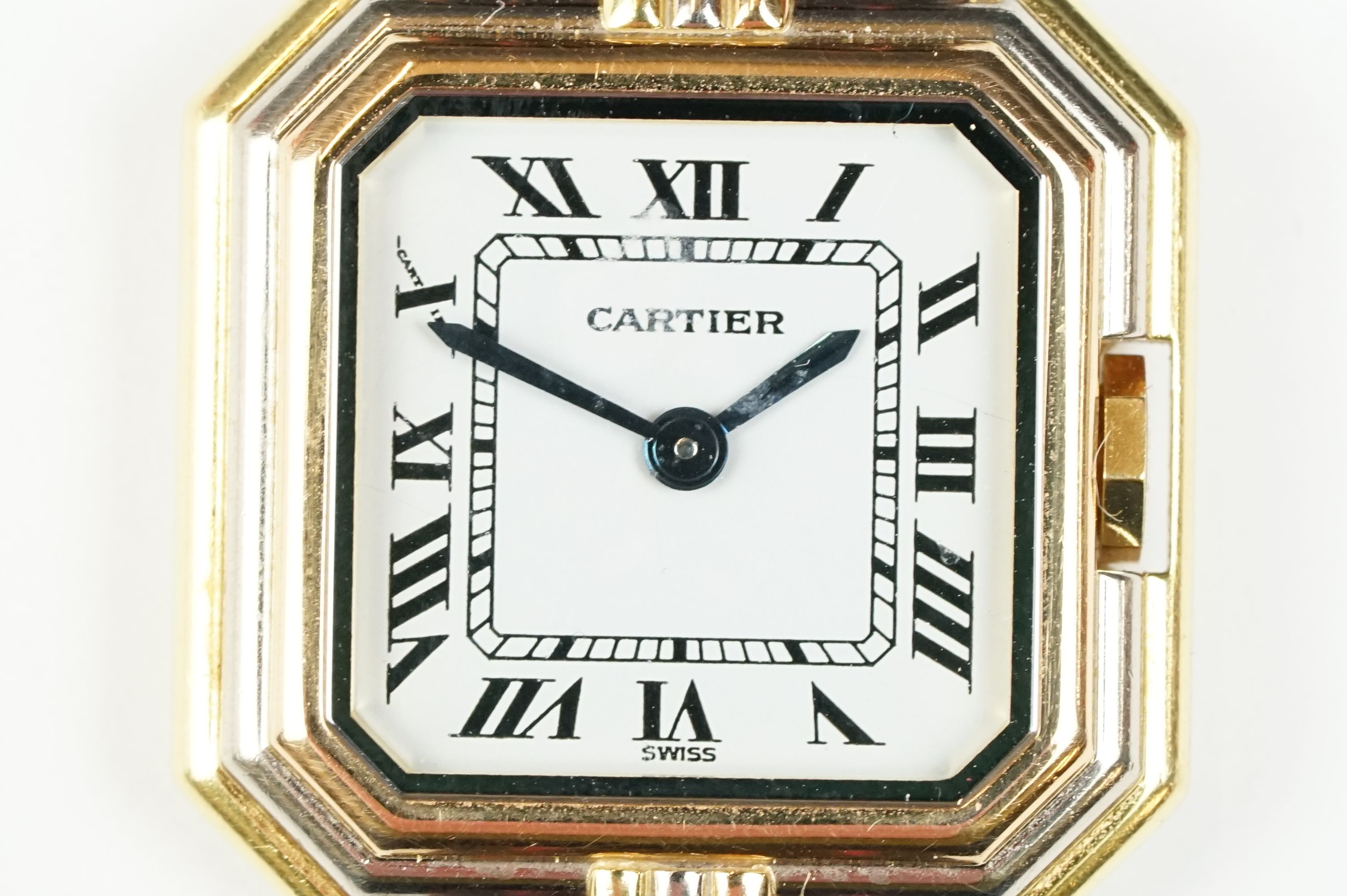 Cartier 18ct gold cased ladies wristwatch, yellow white and rose gold hexagonal bezel, white - Image 2 of 12