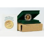 A Royal Mint United Kingdom Queen Elizabeth II 1980 proof gold full sovereign coin, complete with