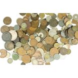 A small collection of British pre decimal and foreign coins to include pre decimal silver, roman and