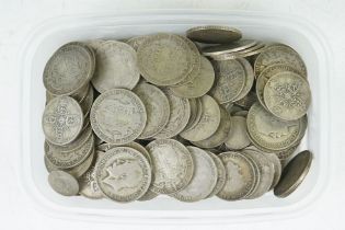 A large collection of British pre decimal pre 1947 & pre 1920 silver coins to include Victorian &