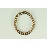 9ct yellow gold flat curb link bracelet, lobster clasp, length approx 21cm