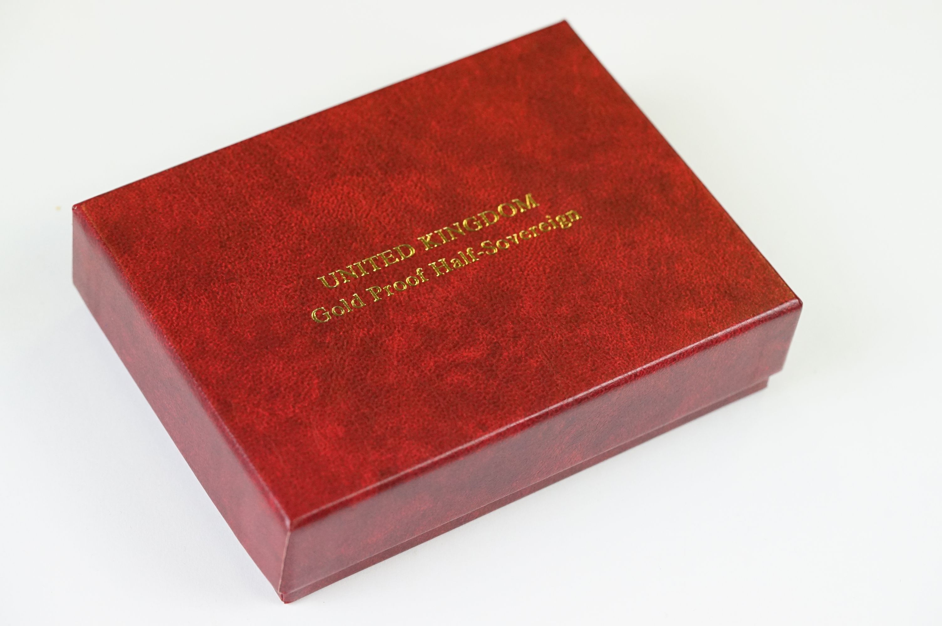 A Royal Mint United Kingdom 2005 gold proof half sovereign coin, encapsulated and set within red - Image 5 of 5