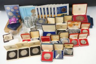 A Large Collection Of Mainly British Commemorative Crowns, Coin Sets, Proof & Uncirculated Coins.