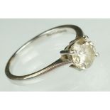 Diamond solitaire 18ct white gold ring, the round brilliant cut diamond weighing approx 1.35