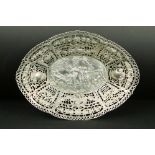 Continental silver bon bon dish having a repousse scene to the base featuring dancers, with