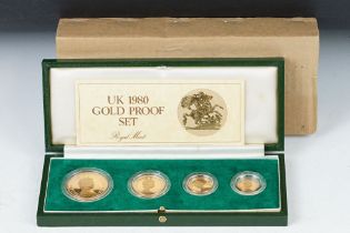 A Royal Mint 1980 Gold Proof Set of £5, £2, Sovereign & Half Sovereign, in Original Case with