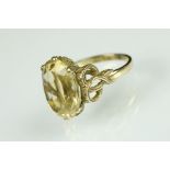 Citrine 9ct yellow gold ring, the oval mixed cut citrine measuring approx 16 x 12mm, claw set,
