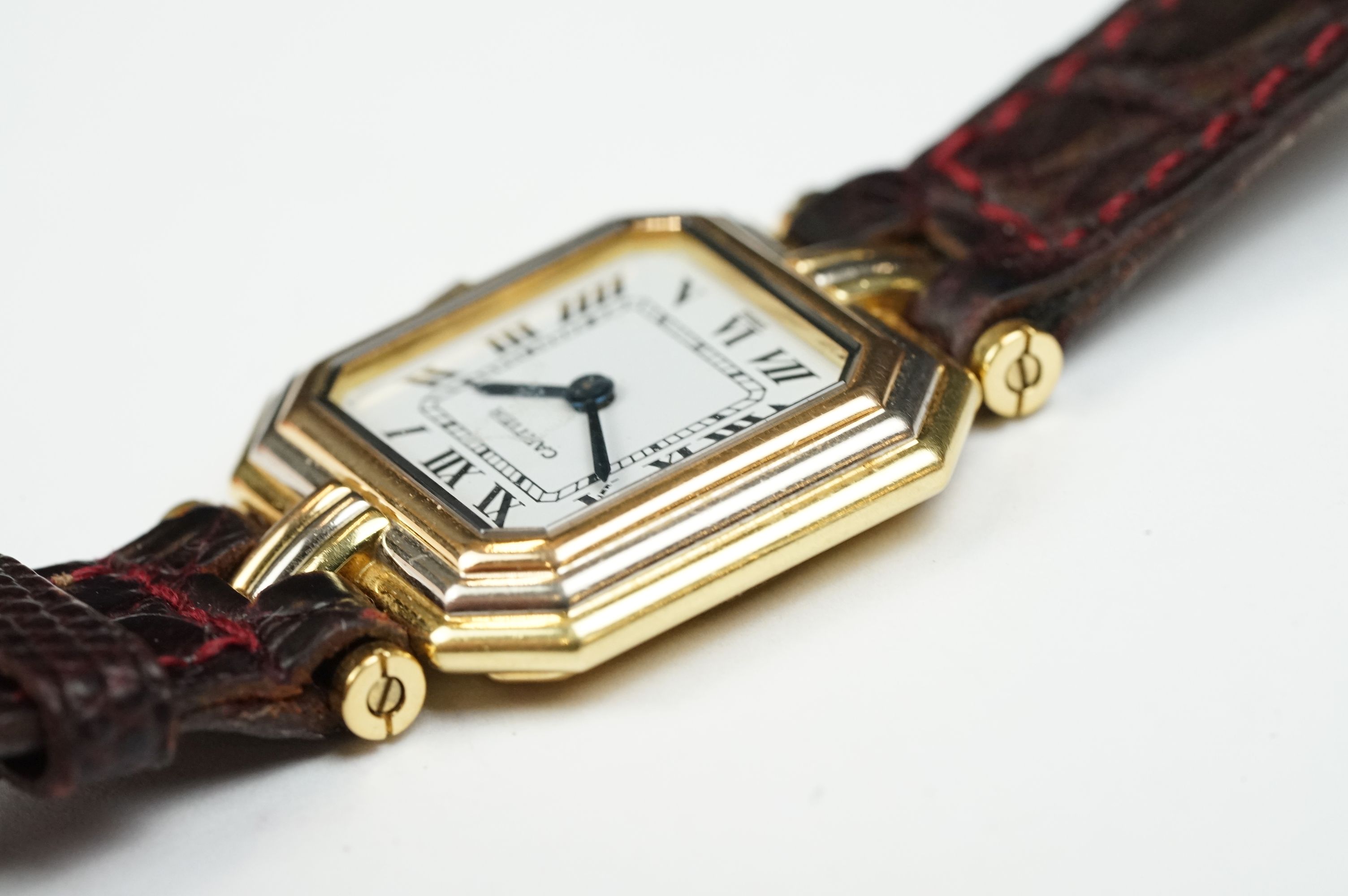 Cartier 18ct gold cased ladies wristwatch, yellow white and rose gold hexagonal bezel, white - Image 5 of 12