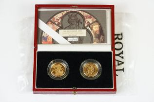 A Royal Mint United Kingdom / Jersey Gold Proof Sovereign two coin set to include the 2000 Queen