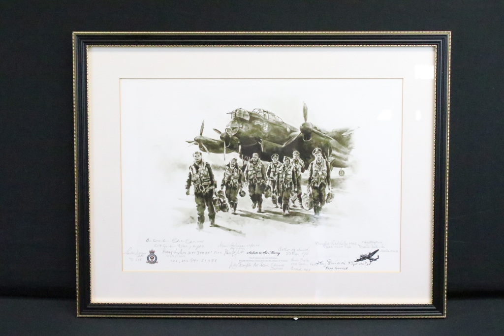 A small group of Royal Air Force related framed pictures to include "Salute to the Many' a limited - Image 2 of 18