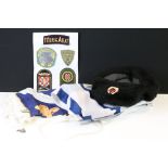 A small group of military collectables to include Bosnian war era cloth badges, flags and a
