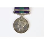 A British full size General Service Medal / GSM with Malaya bar, named to No.19196128 PTE. R.E.J.