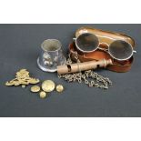 A Small Group Of Mixed Military Collectables To Include A Whistle, Badges, Button And A Pair Of