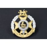 A British Military Bi Metal Gilt Officers Forester Brigade Regimental Cap Badge, Maker Marked JR