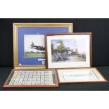 A collection of three framed and glazed pictures all relating to the Royal Air Force together with a