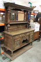 Victorian Oak Mirrored Back Sideboard, the arrangement of three drawers and two cupboard doors