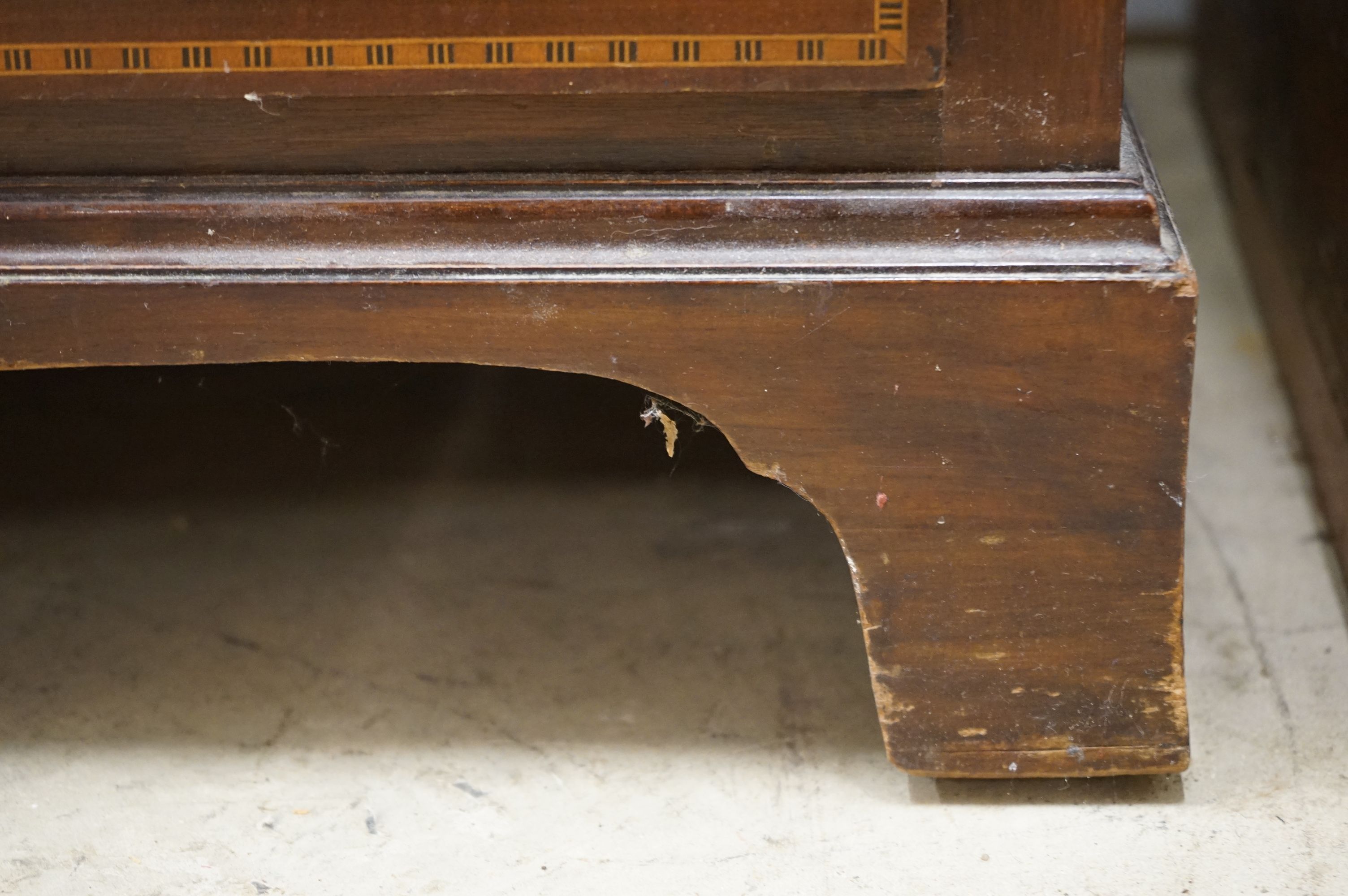 Edwardian Mahogany Inlaid Wardrobe, the single mirrored door opening to a hanging space above a long - Image 11 of 11