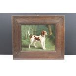 Edwin Loder (1827 - 1885), portrait of a dog amongst woodland, oil on metal, 21 x 27.5cm, framed