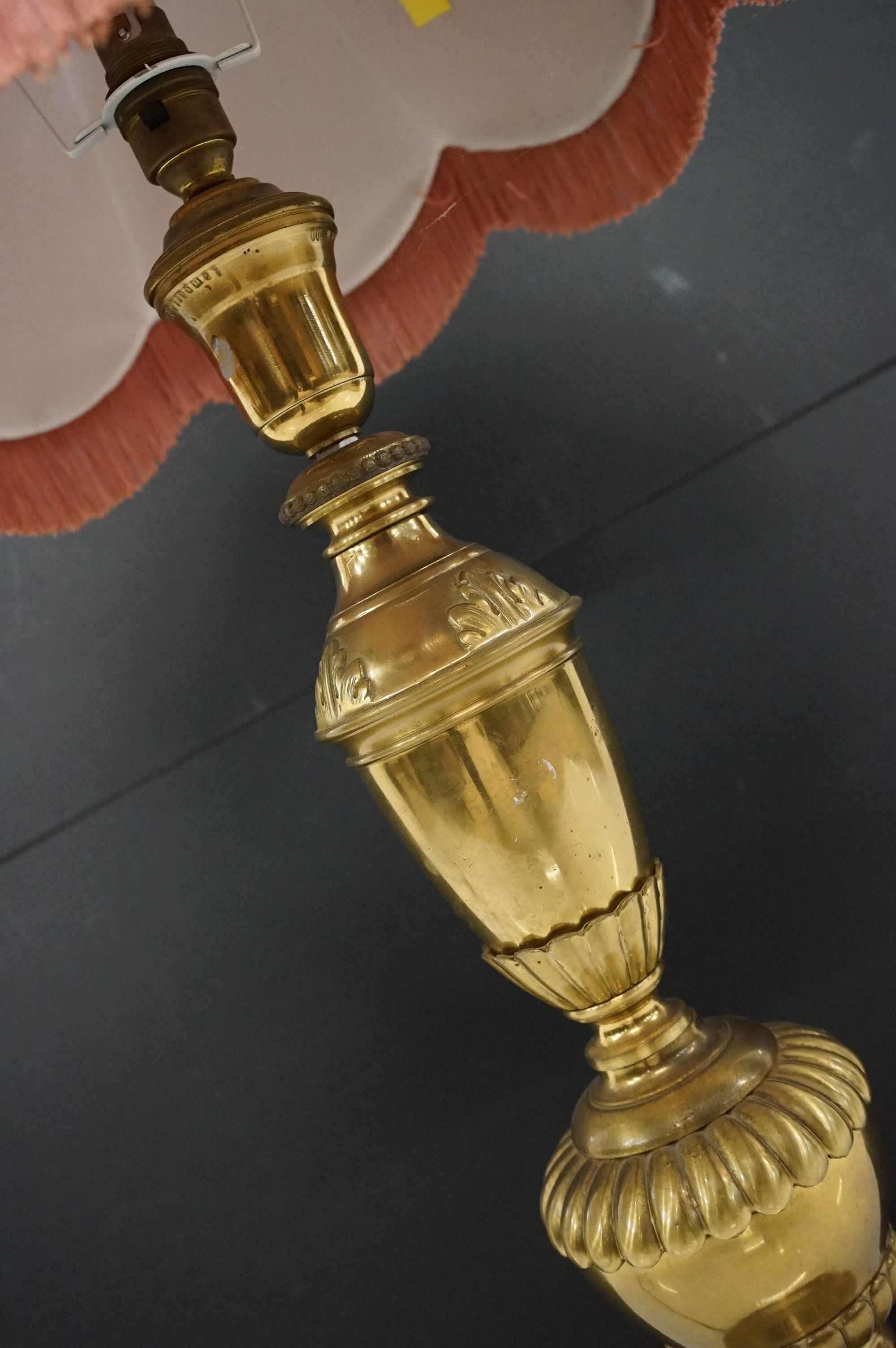 Lampart brass table lamp, with shade, height to light fitting 63cm - Image 4 of 6