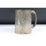 A Victorian fully hallmarked sterling silver tankard, assay marked for London and dated for 1877.