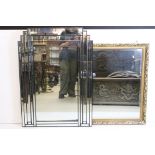 Art Deco style Mirror with stepped mirrored frame together with a Rectangular Gilt Framed Mirror