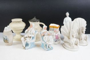 Group of 19th century ceramics to include a Staffordshire pottery Toby jug (approx 13cm high),