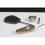 A fully hallmarked sterling silver backed brush and hand mirror together with a hallmarked silver
