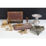 Group of mixed collectables to include a 19th century cast copper ashtray surmounted with a wild