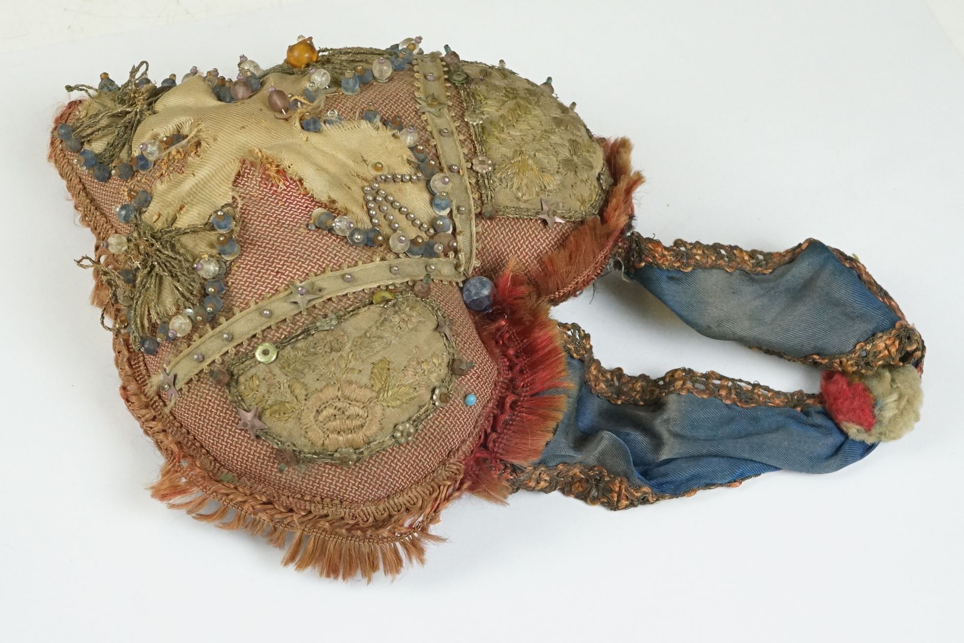 Four 19th Century Edwardian pin cushions to include one commemorative example stitched with a - Image 7 of 14