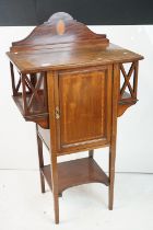 Edwardian Mahogany Inlaid Cabinet of Art Nouveau form, the single panel door flanked by